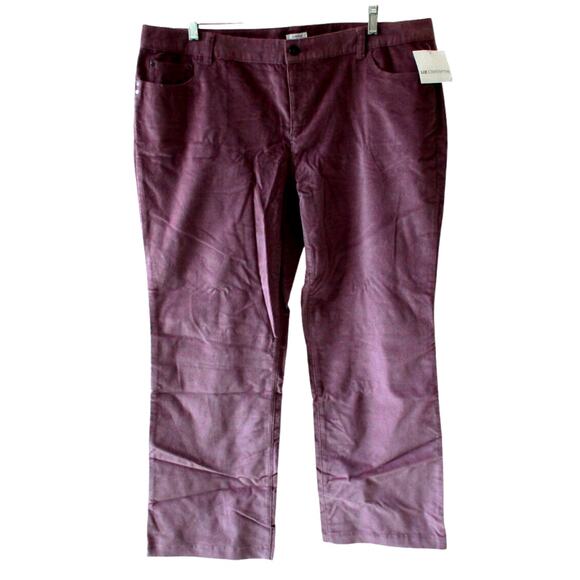 Liz Claiborne Women's Mid Rise Bootcut Stretch Mauve Corduroy Pants NWT Size 18 - Picture 1 of 10